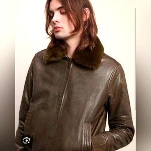 John Varvatos Leather Bomber Jacket